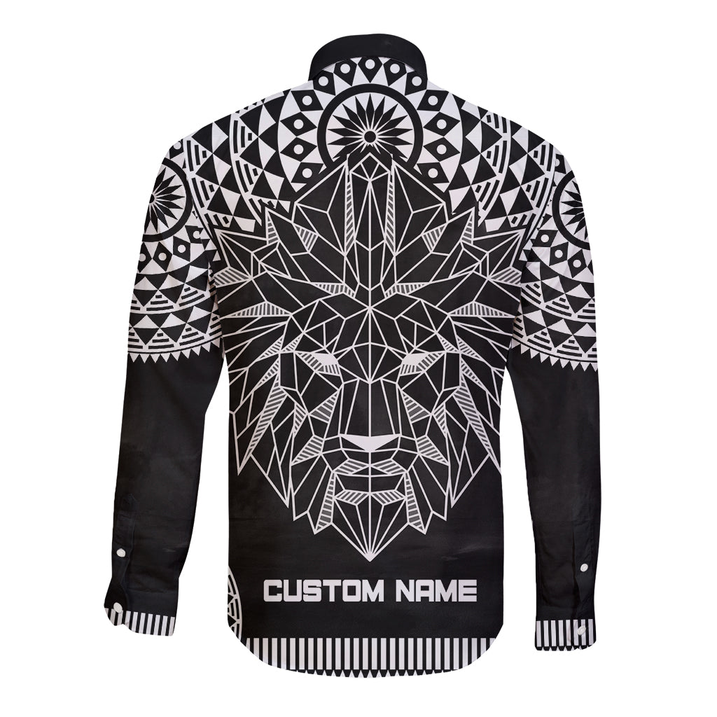 Geometric Head Lion Long Sleeve Button Shirt - Wonder Print Shop