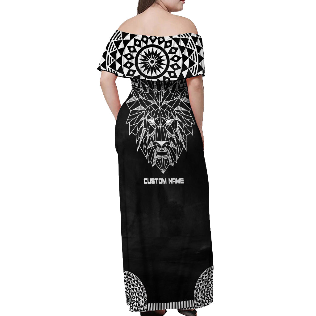 Geometric Head Lion Off Shoulder Maxi Dress - Wonder Print Shop