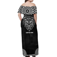 Geometric Head Lion Off Shoulder Maxi Dress - Wonder Print Shop