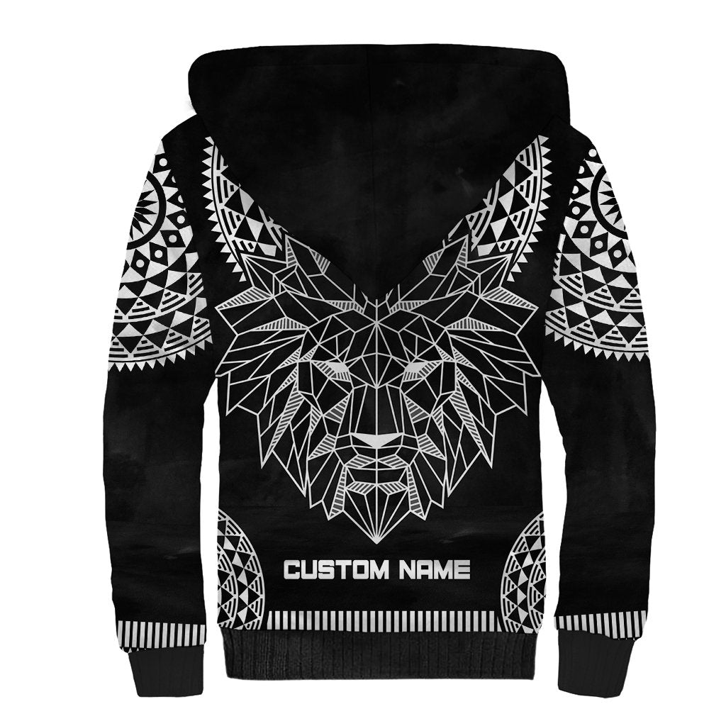 Geometric Head Lion Sherpa Hoodie - Wonder Print Shop