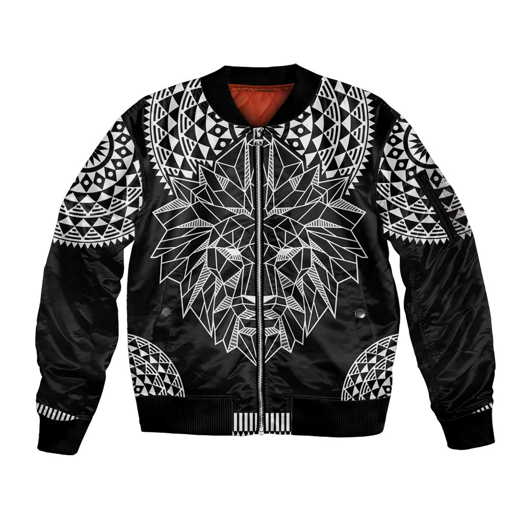 Geometric Head Lion Sleeve Zip Bomber Jacket - Wonder Print Shop