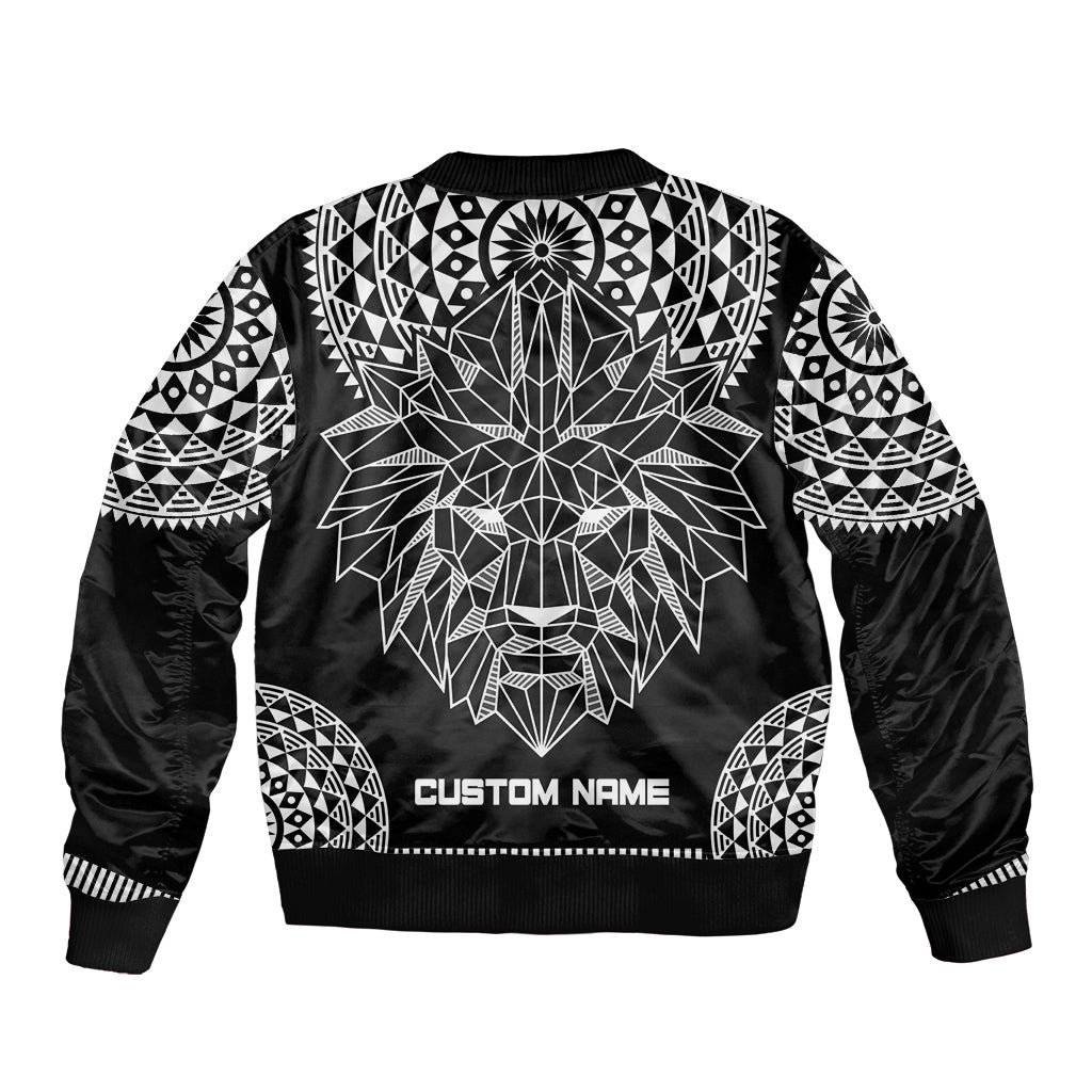 Geometric Head Lion Sleeve Zip Bomber Jacket - Wonder Print Shop
