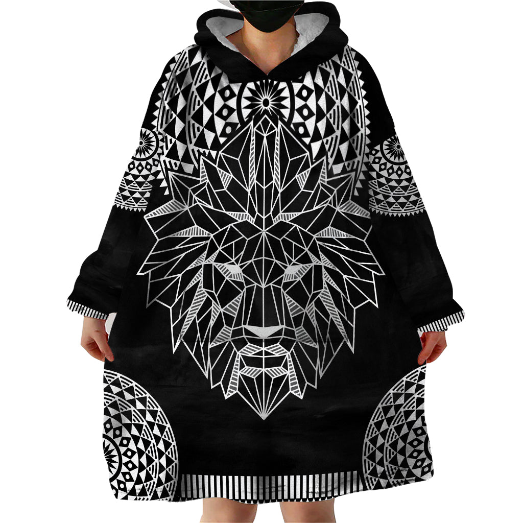 Geometric Head Lion Wearable Blanket Hoodie - Wonder Print Shop