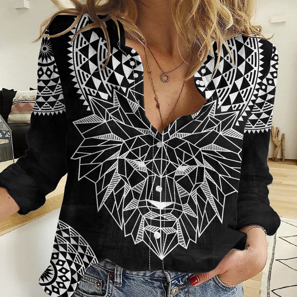 Geometric Head Lion Women Casual Shirt - Wonder Print Shop