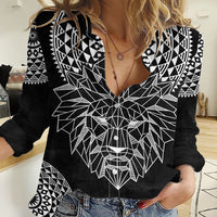 Geometric Head Lion Women Casual Shirt - Wonder Print Shop