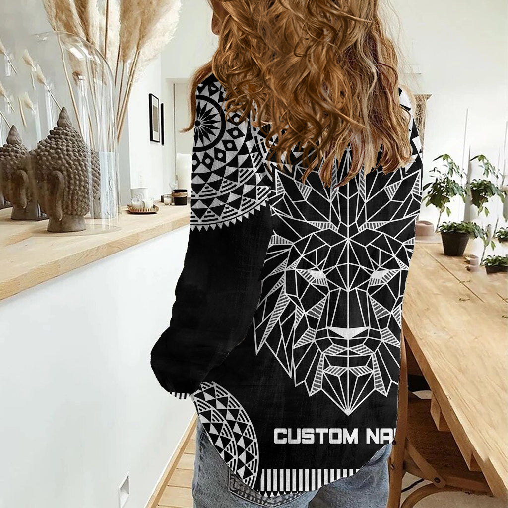 Geometric Head Lion Women Casual Shirt - Wonder Print Shop