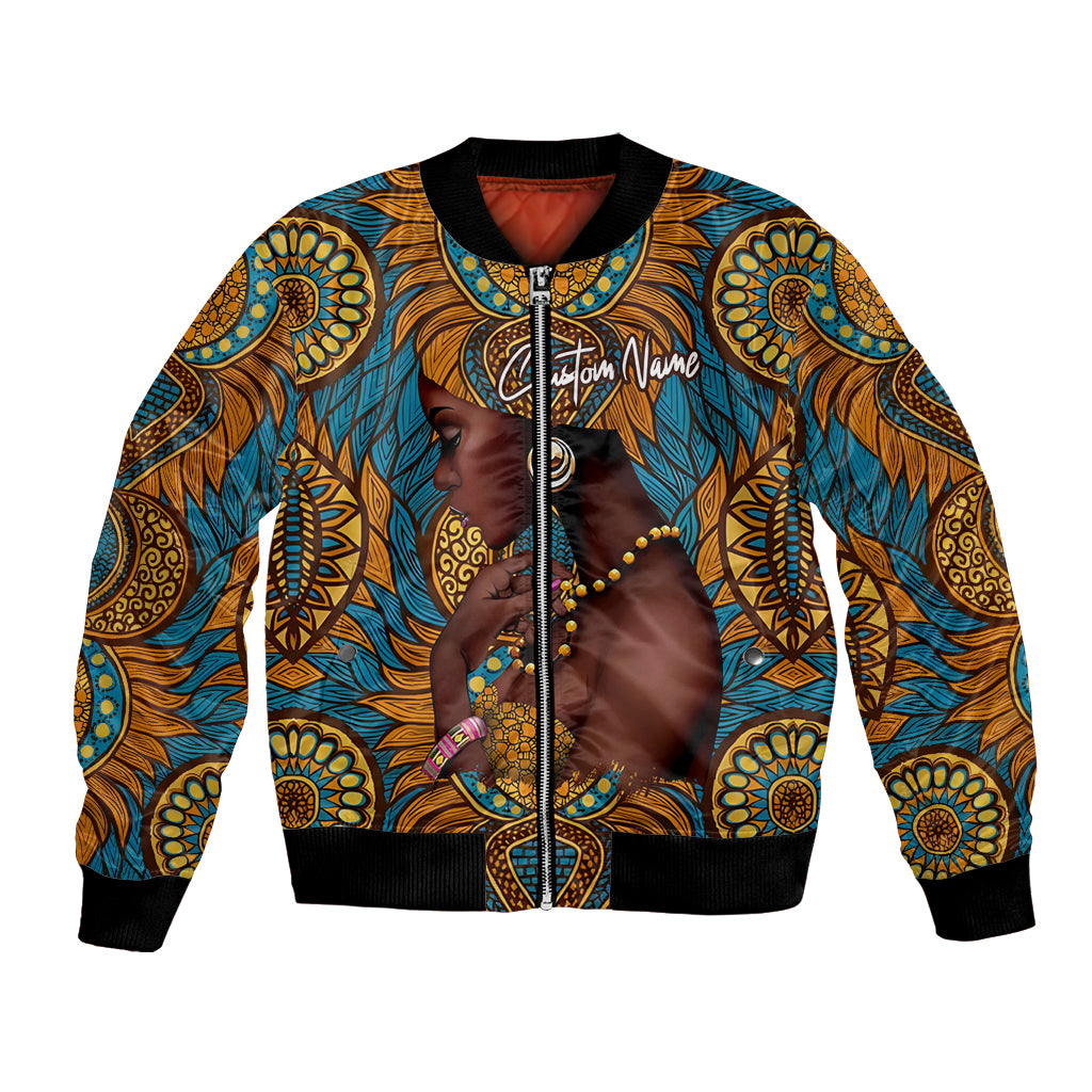 Personalized Black Girl Flora Bomber Jacket African Women - Wonder Print Shop