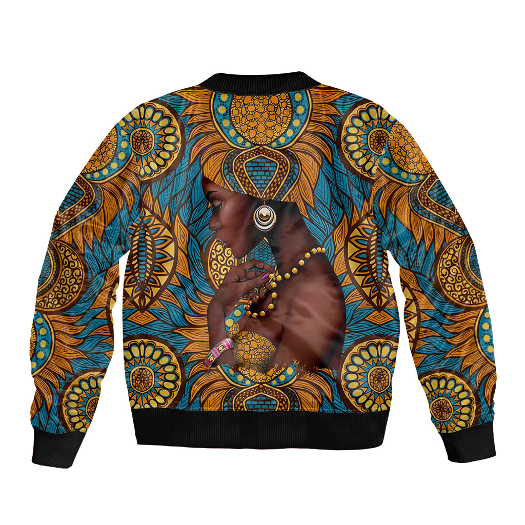 Personalized Black Girl Flora Bomber Jacket African Women - Wonder Print Shop