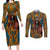 Personalized Black Girl Flora Couples Matching Long Sleeve Bodycon Dress and Long Sleeve Button Shirt African Women - Wonder Print Shop