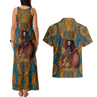 Personalized Black Girl Flora Couples Matching Tank Maxi Dress and Hawaiian Shirt African Women - Wonder Print Shop