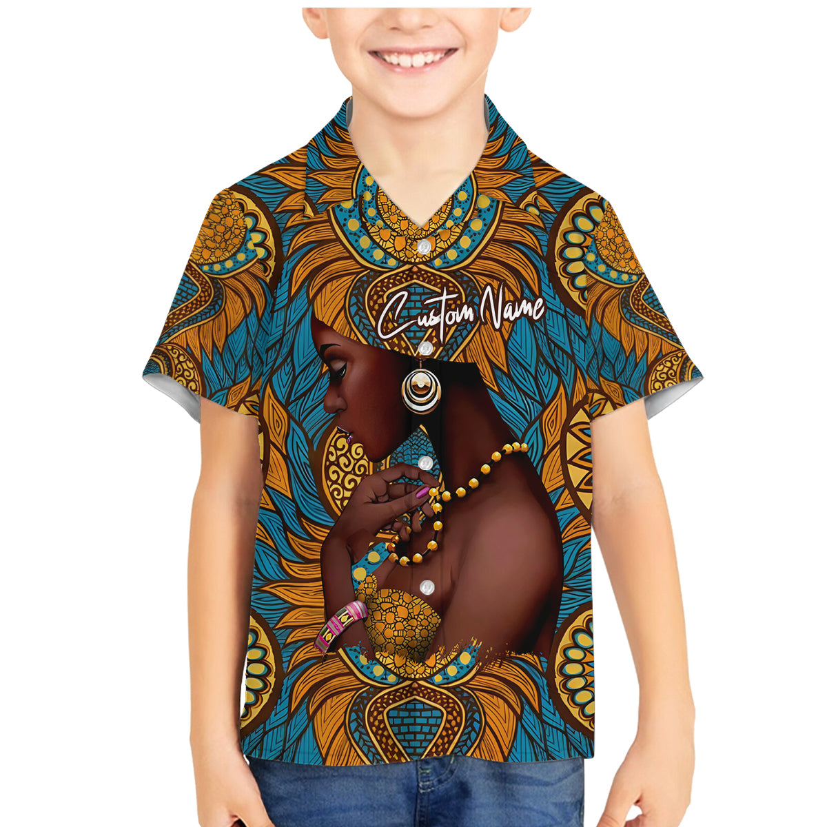 Personalized Black Girl Flora Family Matching Mermaid Dress and Hawaiian Shirt African Women - Wonder Print Shop