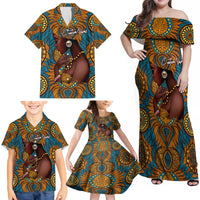 Personalized Black Girl Flora Family Matching Off Shoulder Maxi Dress and Hawaiian Shirt African Women - Wonder Print Shop