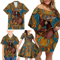 Personalized Black Girl Flora Family Matching Off Shoulder Short Dress and Hawaiian Shirt African Women - Wonder Print Shop