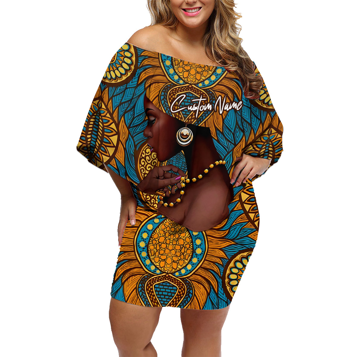 Personalized Black Girl Flora Family Matching Off Shoulder Short Dress and Hawaiian Shirt African Women - Wonder Print Shop