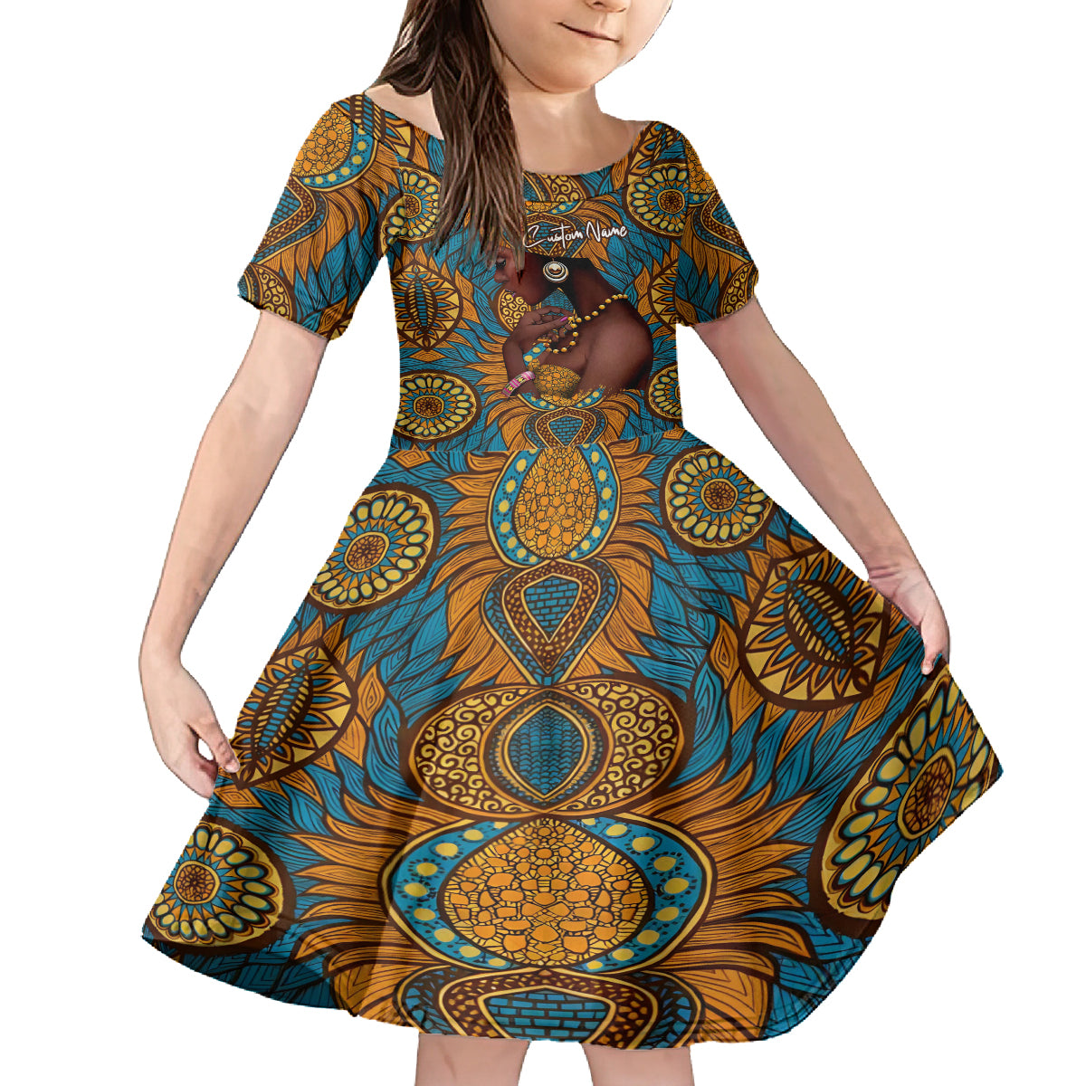 Personalized Black Girl Flora Kid Short Sleeve Dress African Women - Wonder Print Shop