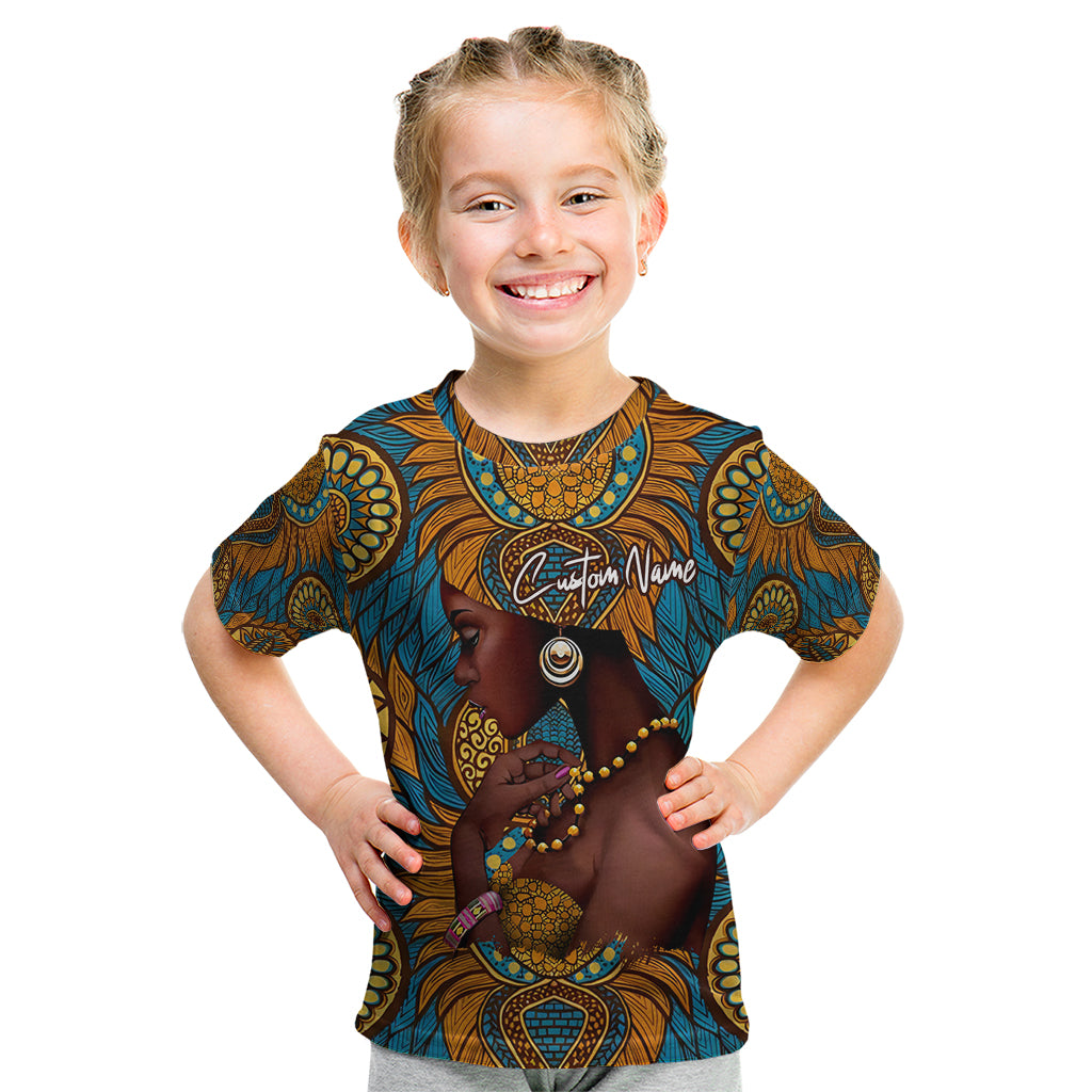 Personalized Black Girl Flora Kid T Shirt African Women - Wonder Print Shop