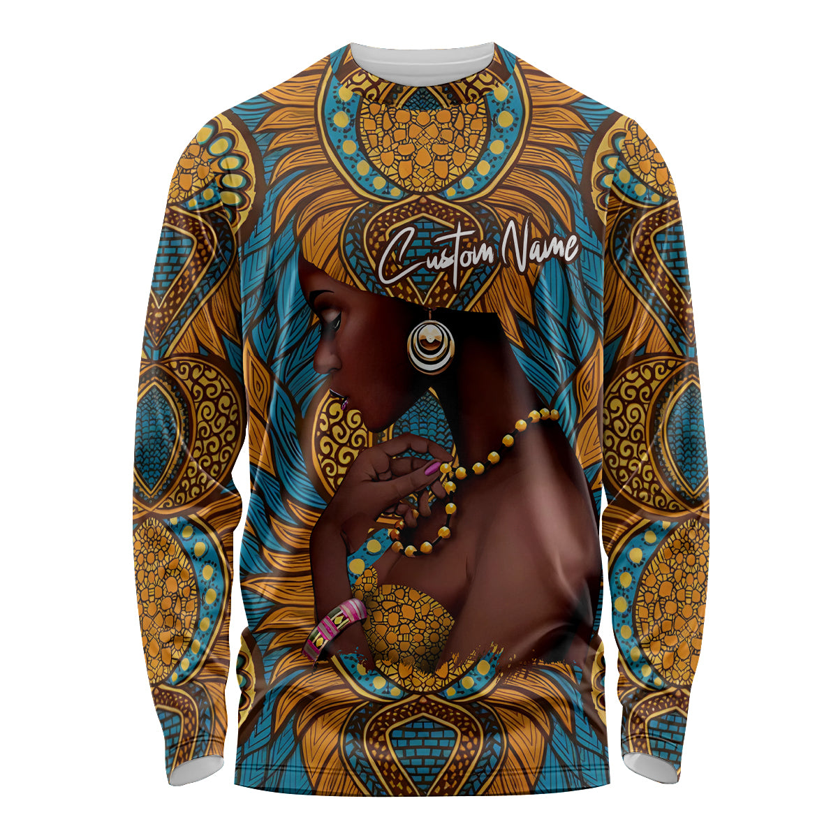 Personalized Black Girl Flora Long Sleeve Shirt African Women - Wonder Print Shop