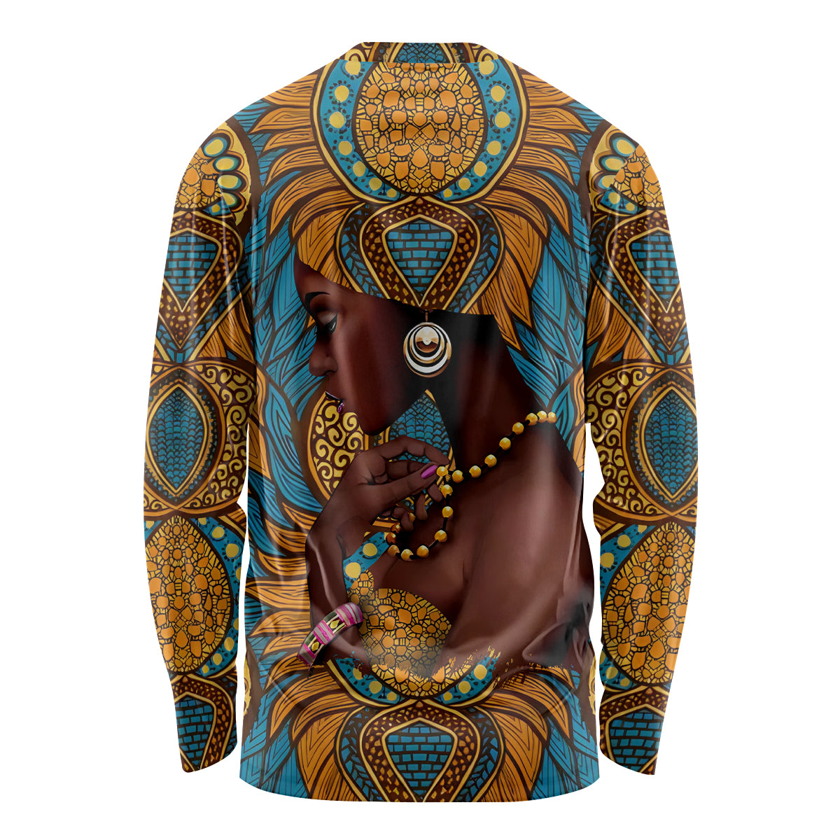 Personalized Black Girl Flora Long Sleeve Shirt African Women - Wonder Print Shop