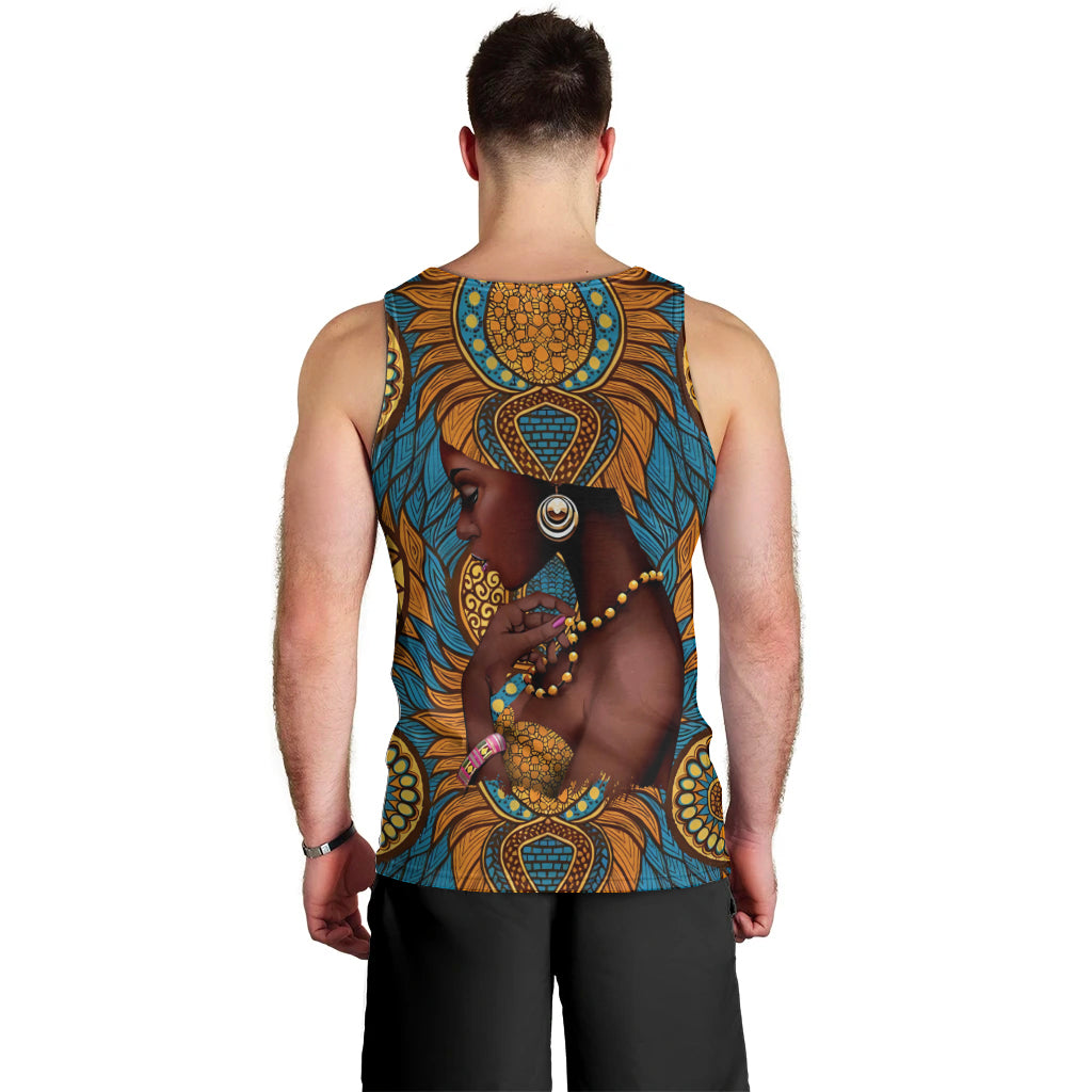 Personalized Black Girl Flora Men Tank Top African Women - Wonder Print Shop