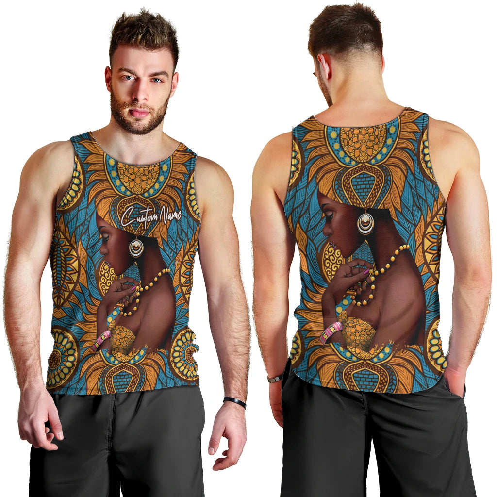 Personalized Black Girl Flora Men Tank Top African Women - Wonder Print Shop