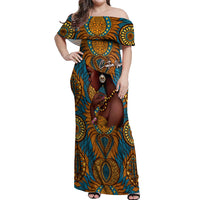Personalized Black Girl Flora Off Shoulder Maxi Dress African Women - Wonder Print Shop