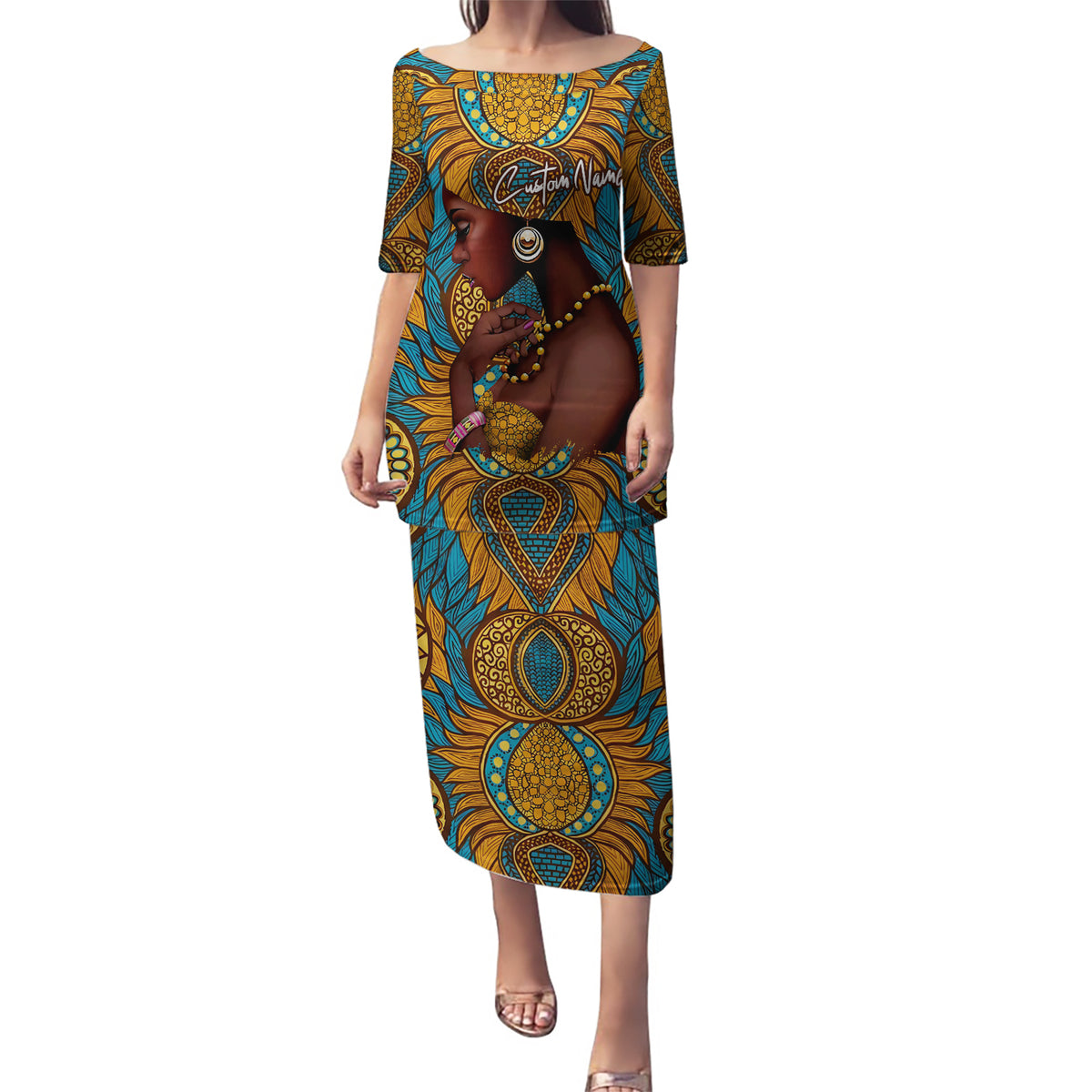 Personalized Black Girl Flora Puletasi African Women - Wonder Print Shop