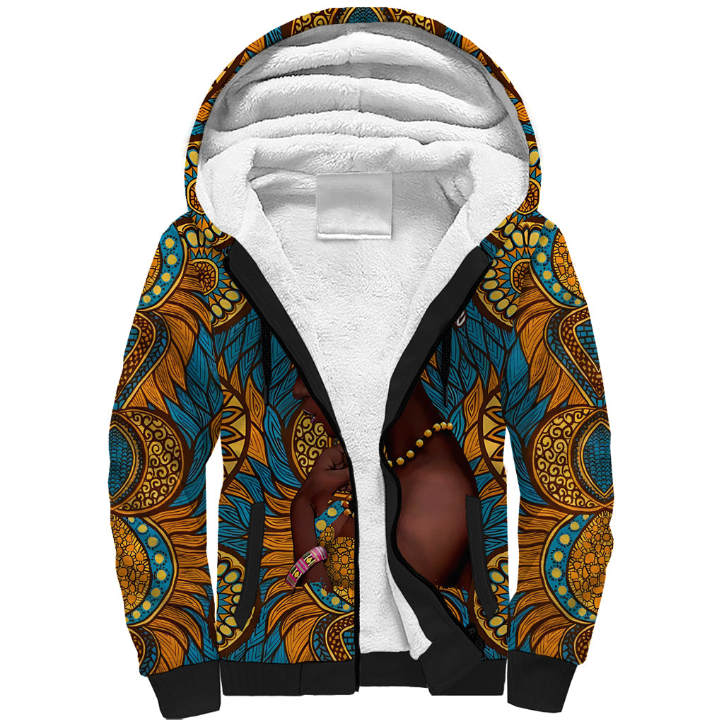 Personalized Black Girl Flora Sherpa Hoodie African Women - Wonder Print Shop