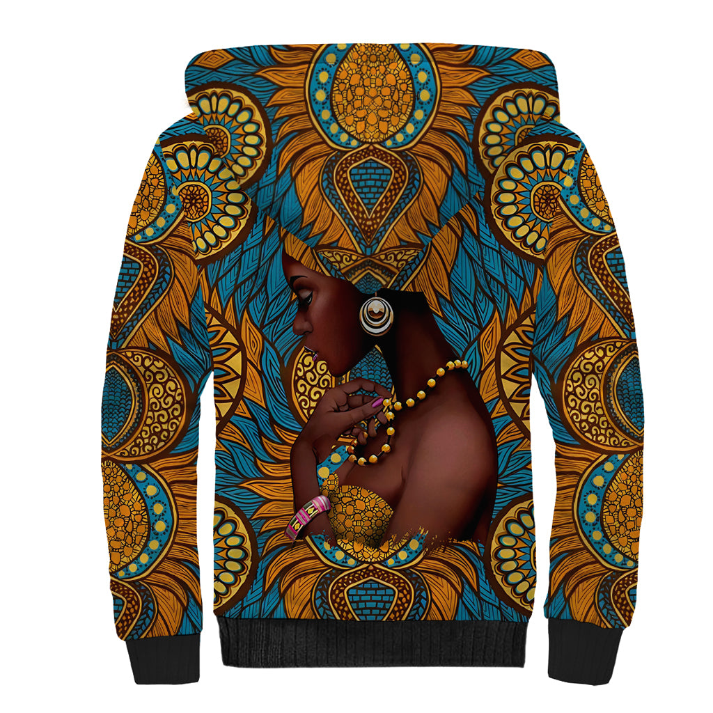 Personalized Black Girl Flora Sherpa Hoodie African Women - Wonder Print Shop