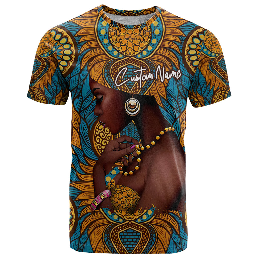 Personalized Black Girl Flora T Shirt African Women - Wonder Print Shop
