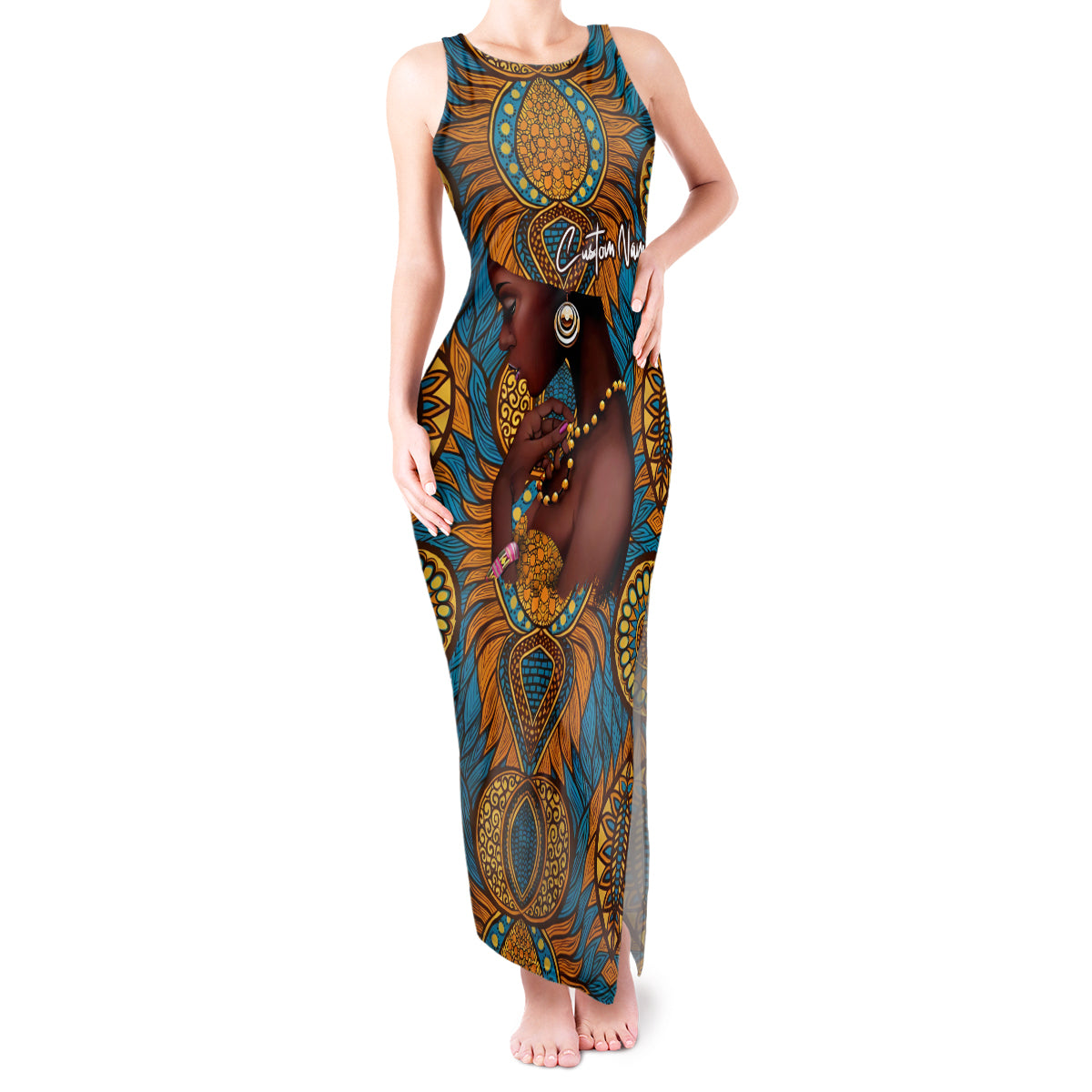 Personalized Black Girl Flora Tank Maxi Dress African Women - Wonder Print Shop