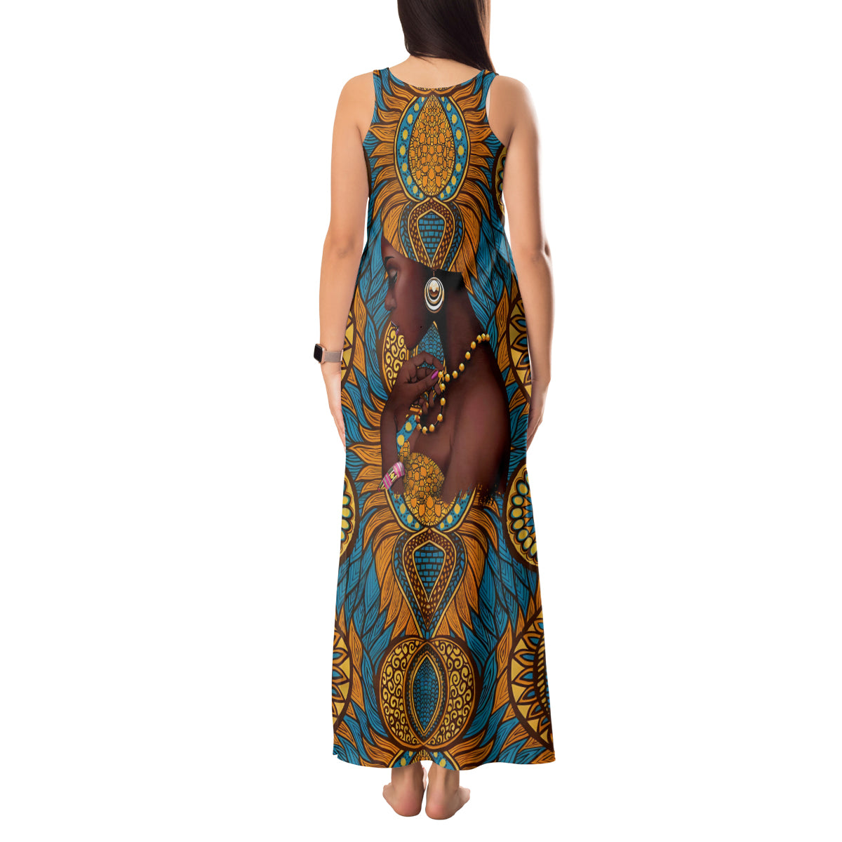 Personalized Black Girl Flora Tank Maxi Dress African Women - Wonder Print Shop