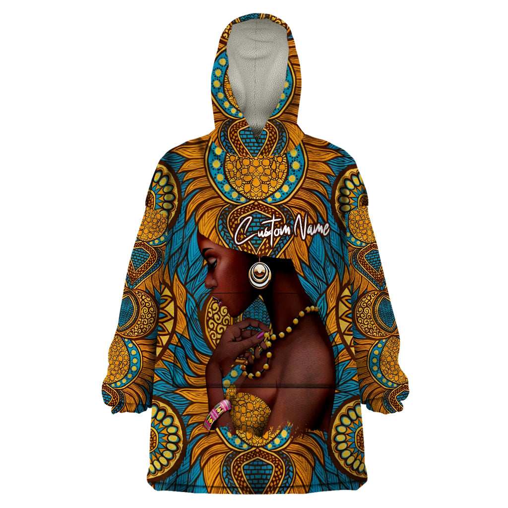 Personalized Black Girl Flora Wearable Blanket Hoodie African Women - Wonder Print Shop