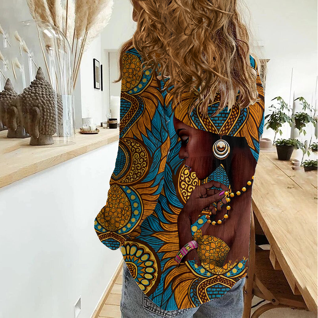 Personalized Black Girl Flora Women Casual Shirt African Women - Wonder Print Shop