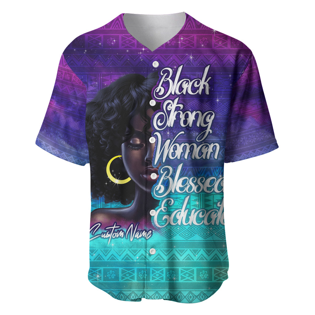 Black Strong Women Blessed Educated Baseball Jersey African Girl - Wonder Print Shop