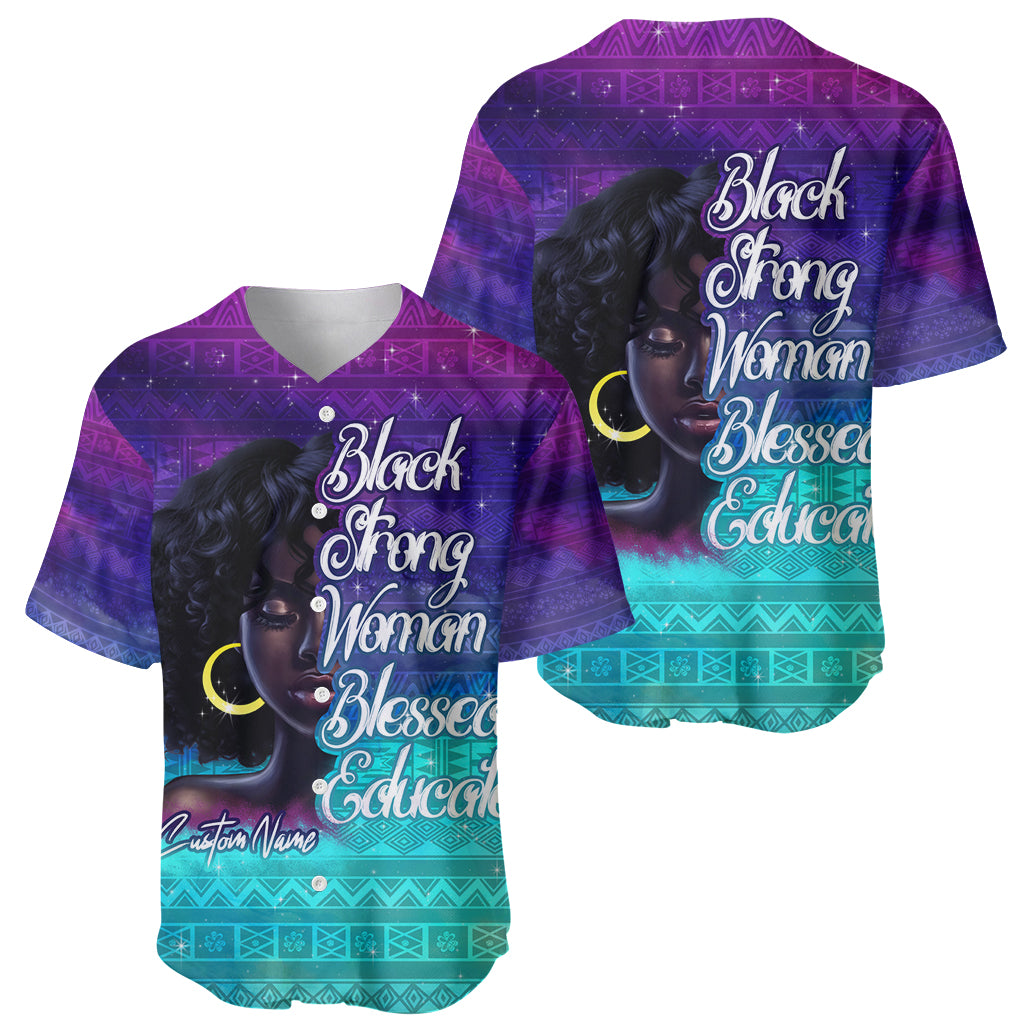Black Strong Women Blessed Educated Baseball Jersey African Girl - Wonder Print Shop