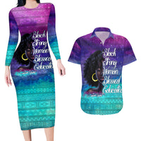 Black Strong Women Blessed Educated Couples Matching Long Sleeve Bodycon Dress and Hawaiian Shirt African Girl - Wonder Print Shop