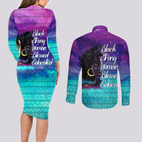 Black Strong Women Blessed Educated Couples Matching Long Sleeve Bodycon Dress and Long Sleeve Button Shirt African Girl - Wonder Print Shop