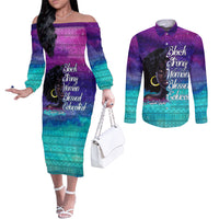 Black Strong Women Blessed Educated Couples Matching Off The Shoulder Long Sleeve Dress and Long Sleeve Button Shirt African Girl