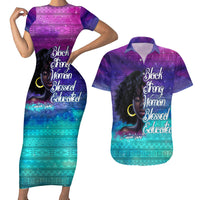 Black Strong Women Blessed Educated Couples Matching Short Sleeve Bodycon Dress and Hawaiian Shirt African Girl - Wonder Print Shop