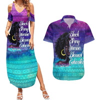Black Strong Women Blessed Educated Couples Matching Summer Maxi Dress and Hawaiian Shirt African Girl - Wonder Print Shop