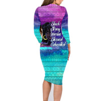 Black Strong Women Blessed Educated Family Matching Long Sleeve Bodycon Dress and Hawaiian Shirt African Girl - Wonder Print Shop