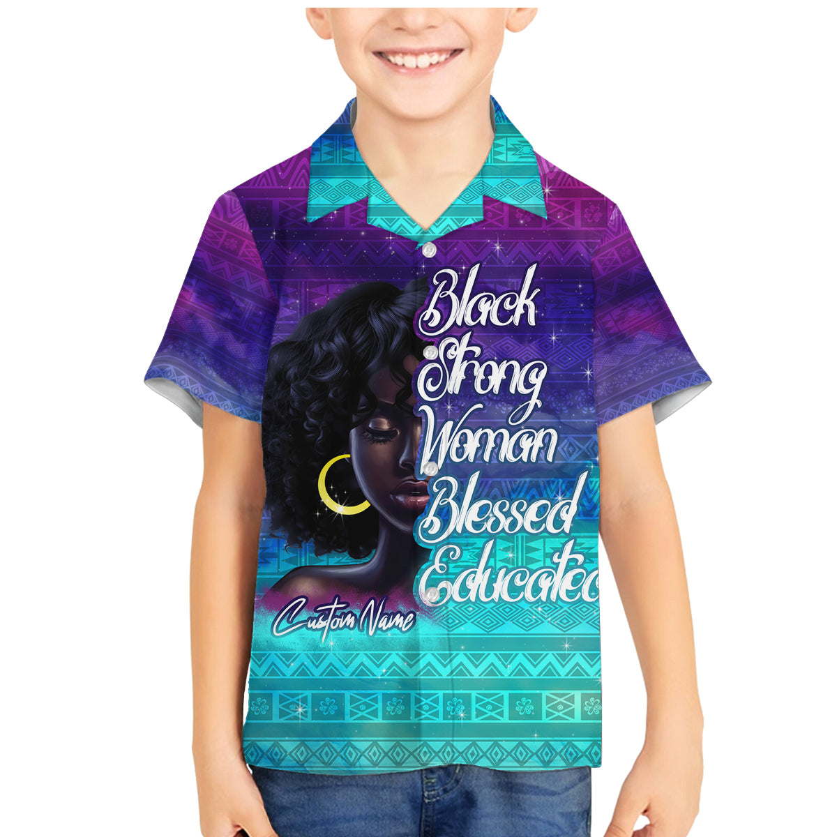 Black Strong Women Blessed Educated Family Matching Mermaid Dress and Hawaiian Shirt African Girl - Wonder Print Shop