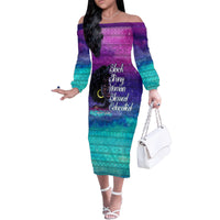 Black Strong Women Blessed Educated Family Matching Off Shoulder Long Sleeve Dress and Hawaiian Shirt African Girl - Wonder Print Shop