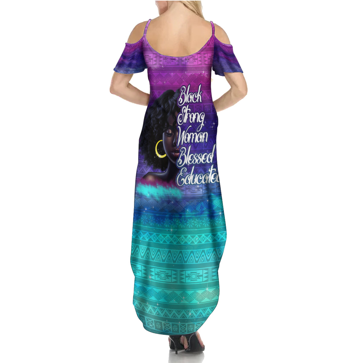 Black Strong Women Blessed Educated Family Matching Summer Maxi Dress and Hawaiian Shirt African Girl - Wonder Print Shop