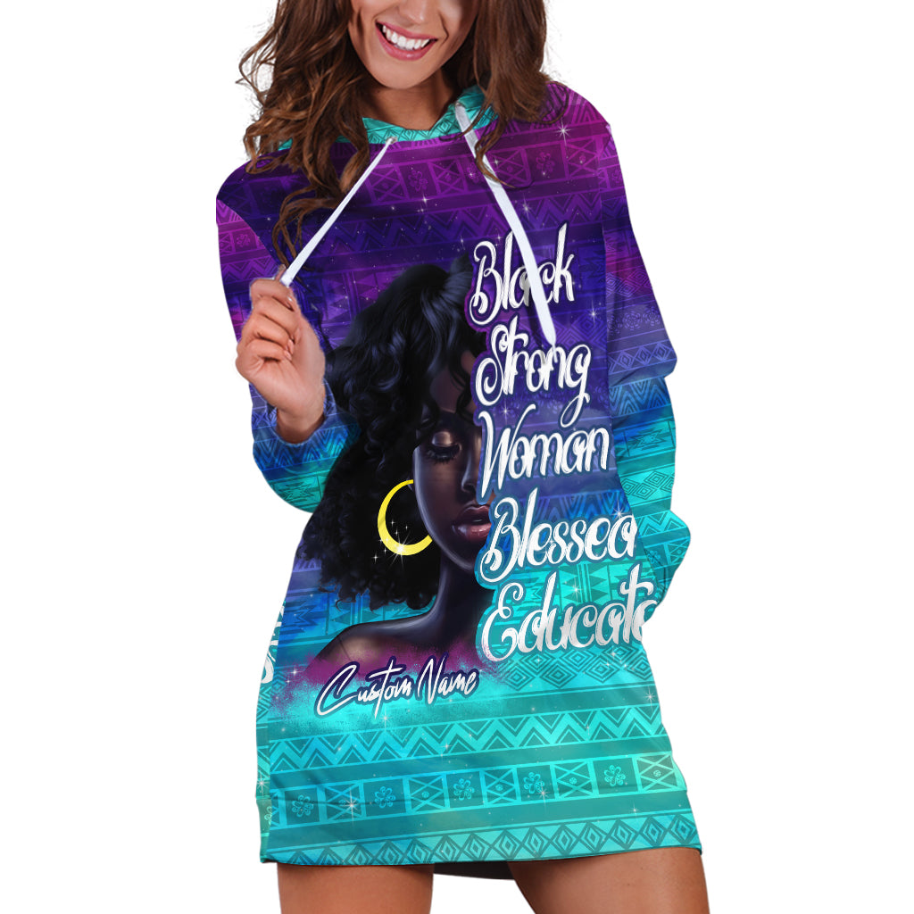 Black Strong Women Blessed Educated Hoodie Dress African Girl - Wonder Print Shop