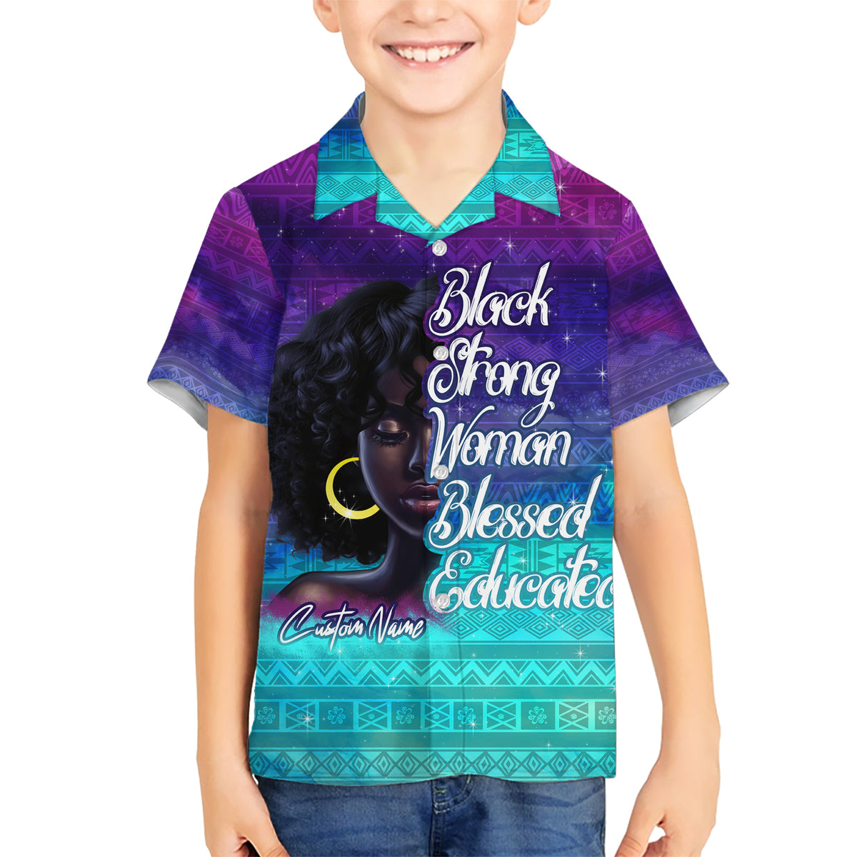 Black Strong Women Blessed Educated Kid Hawaiian Shirt African Girl - Wonder Print Shop