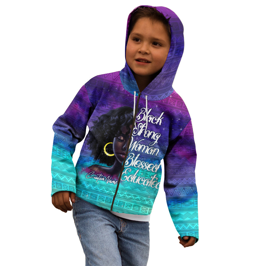 Black Strong Women Blessed Educated Kid Hoodie African Girl - Wonder Print Shop