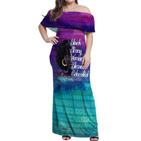Black Strong Women Blessed Educated Off Shoulder Maxi Dress African Girl - Wonder Print Shop