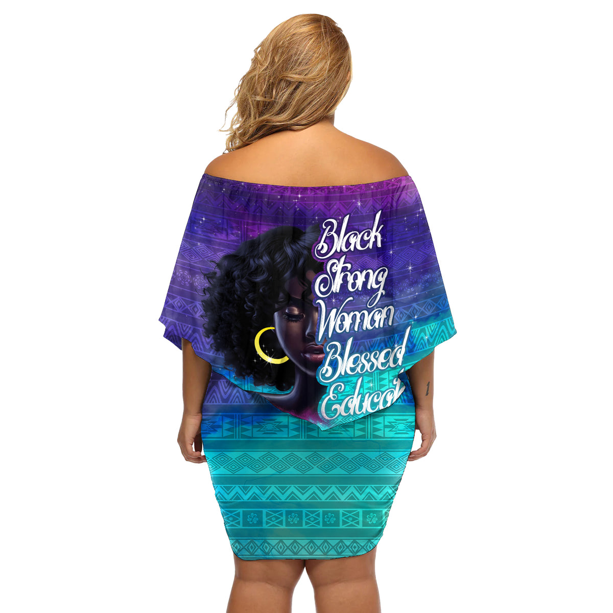 Black Strong Women Blessed Educated Off Shoulder Short Dress African Girl - Wonder Print Shop