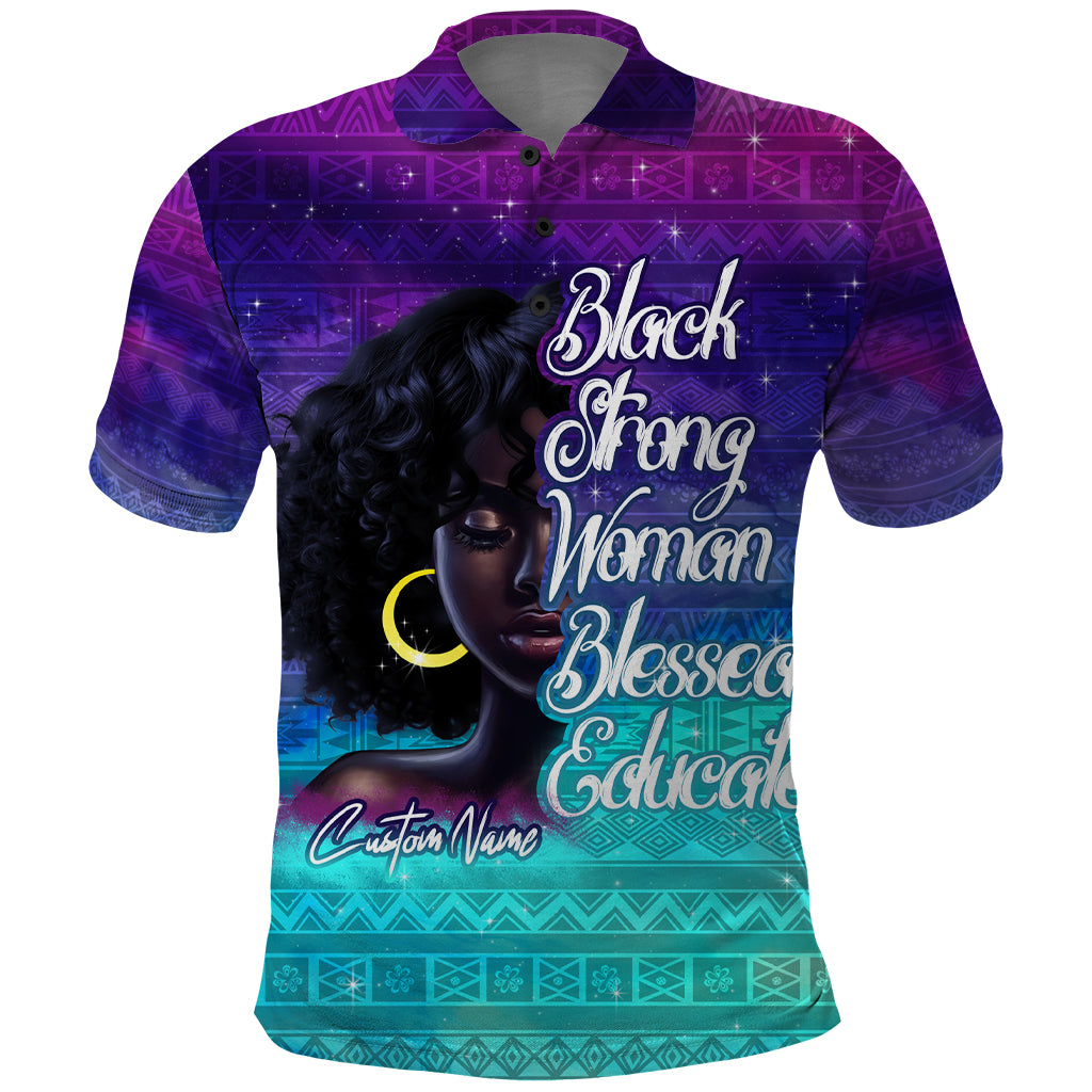 Black Strong Women Blessed Educated Polo Shirt African Girl - Wonder Print Shop